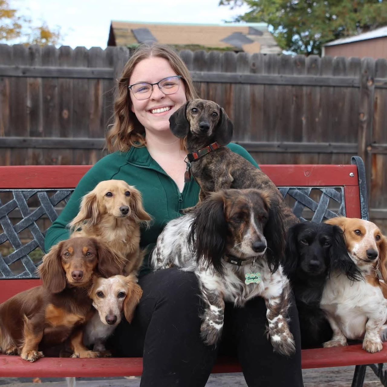 Savannah holding a miniature dachshund puppy